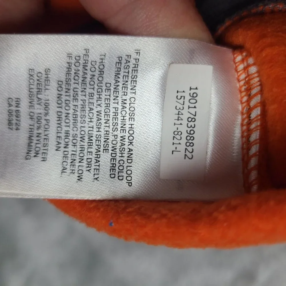 Columbia Fleece Jacket Boys Large Orange Gray Full‎ Zip Softshell Youth Casual